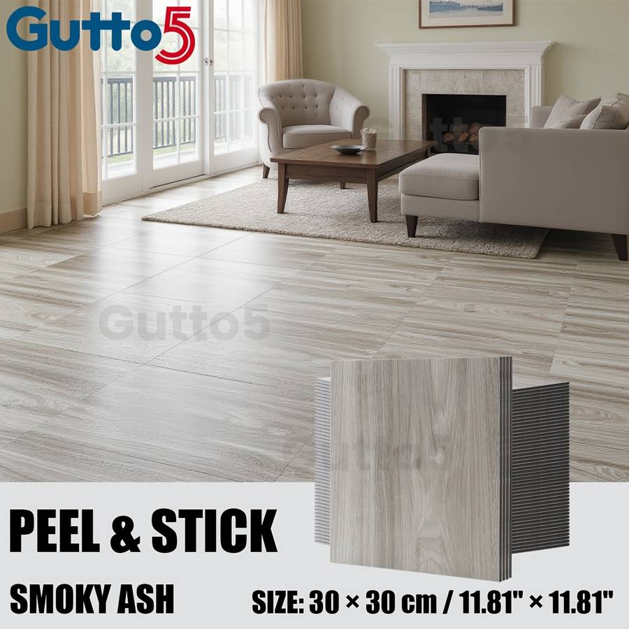Self Adhesive Floor Stickers 30Pcs 11.8"11.8" 30Cm30Cm Dark Walnut