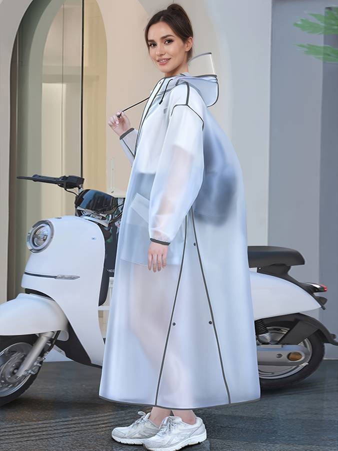 Raincoat Transparent Black Border Size L