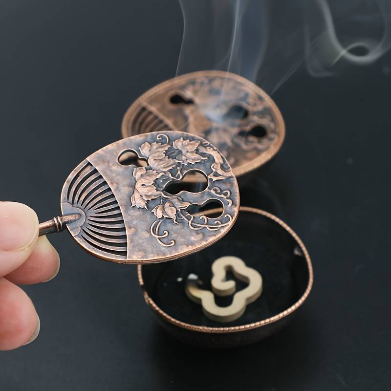 Incense Burner Color  Fan Shaped Gourd Incense Burner   Red Copper