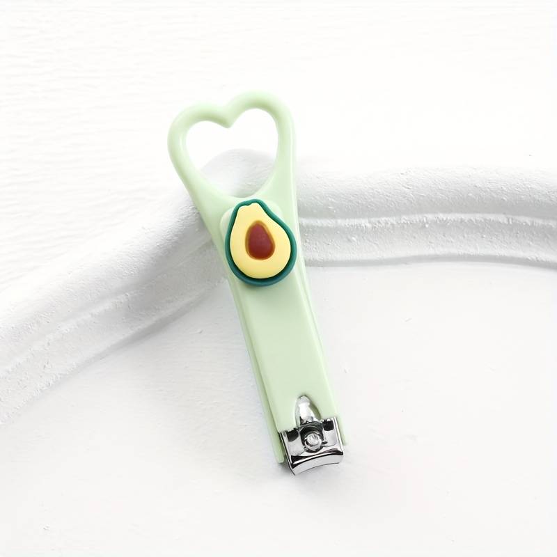 1pc Cute Avocado Heart Nail Clippers Mini Portable Design with Splash-Proof Feature Green