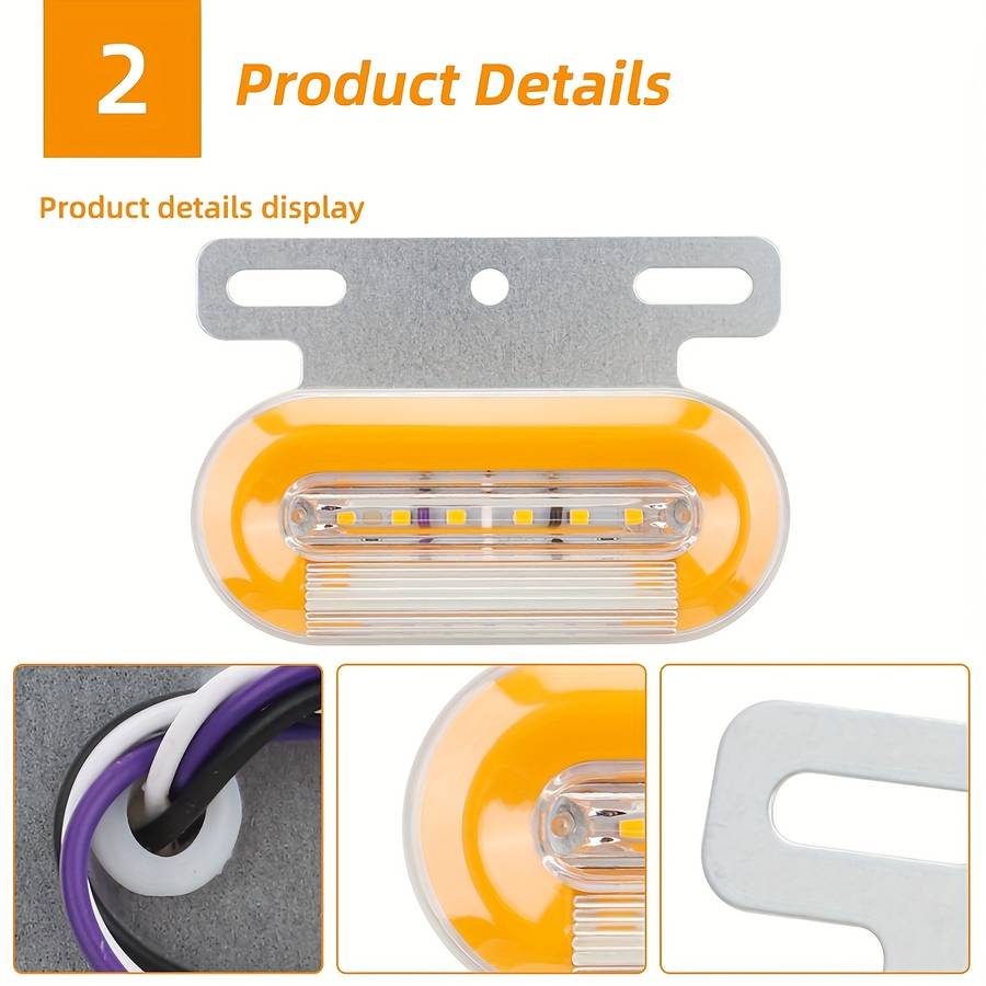 2pcs Truck Side Lights Oval Bracket Easy to Install 24V Car High Brightness Neon