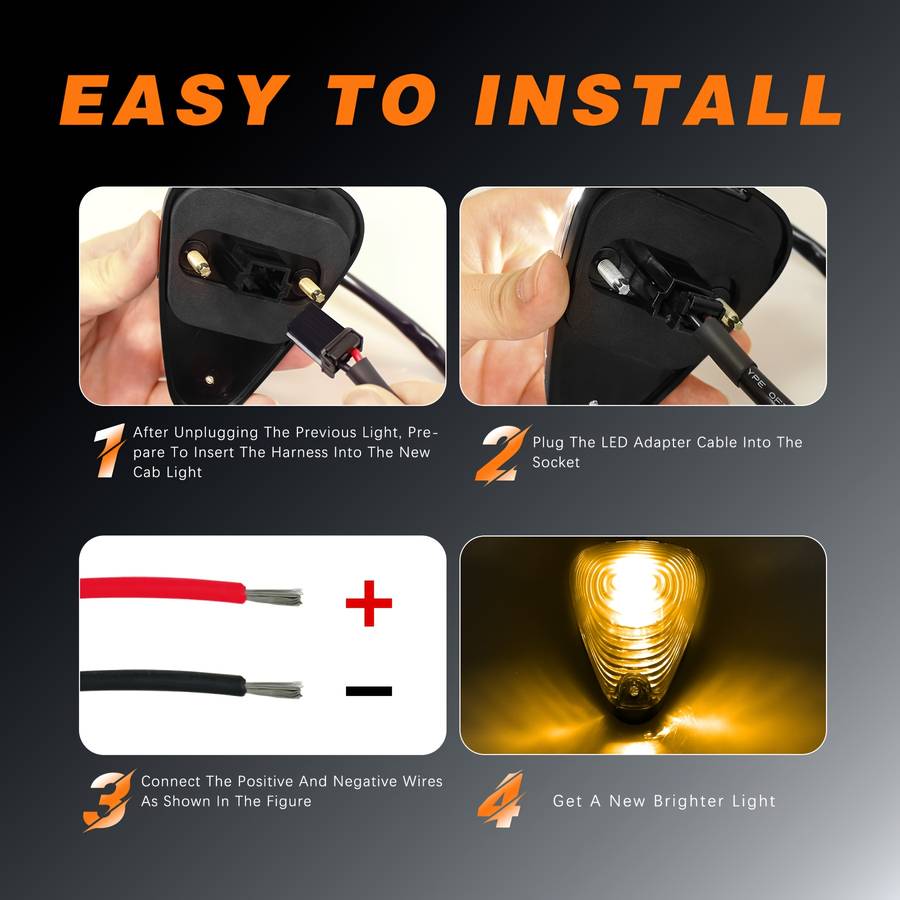 5pcs Amber Cab Marker Lights Plug And Play 360 degree lighting Compatible for Ford F1