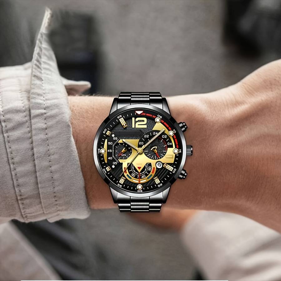 3PCS Luxury Mens Watch Set Calendar Function Casual Stylish Round Digitalitems