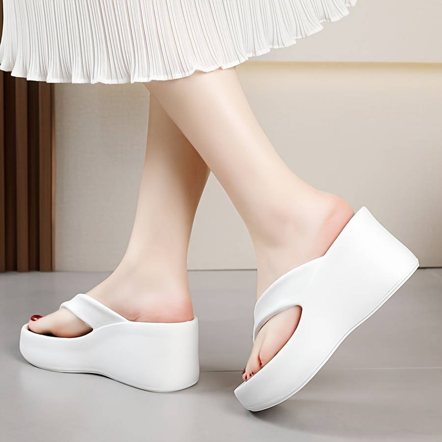Ladies Summer Flip Flops White Uk 4.5-5