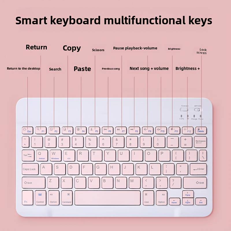 keyboard color 10 inch keyboard  add  wireless Bluetooth  add  TypeC charging   pink