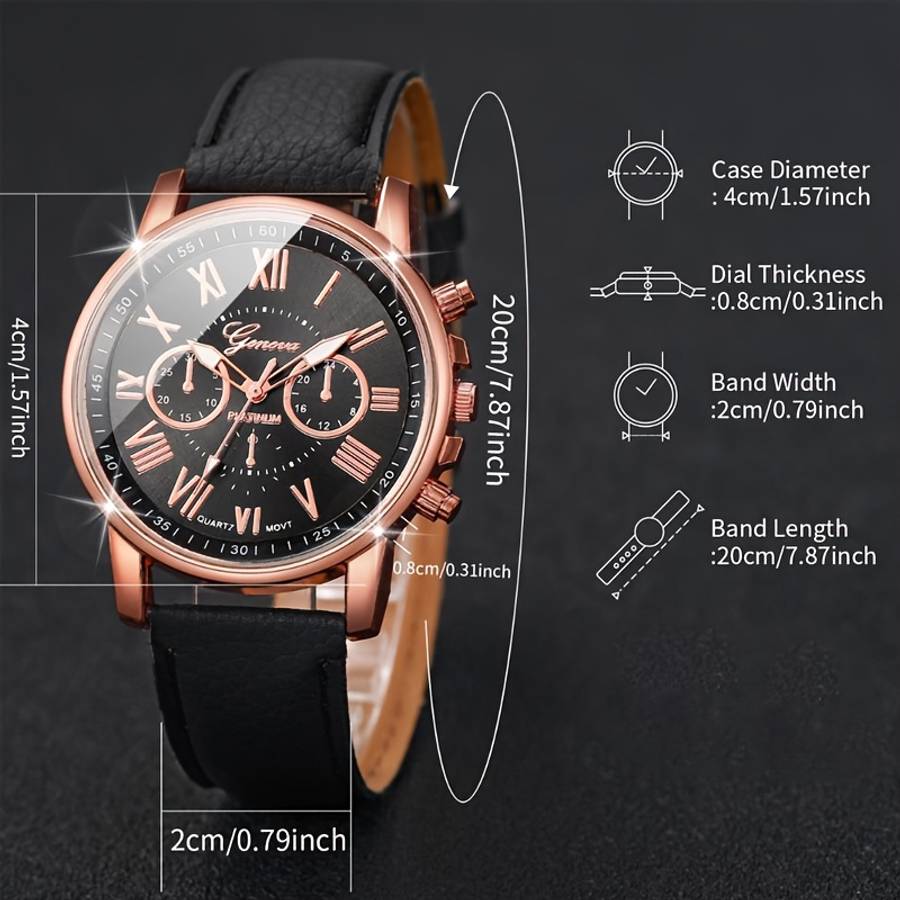 10Pcs Quartz Wrist Watch Set Round Case Fashionable For Men And