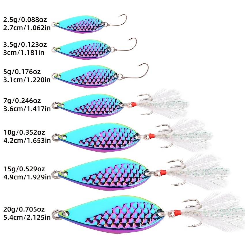 3pcs 3.5g Fishing Lures Set Assorted Sizes Metal Spinner Spoons with Saltwater Hooks