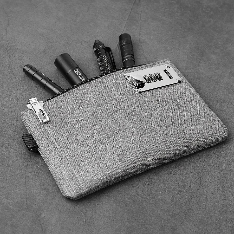 Vintage Style Polyester Multifunctional Card Holder With Lock Men'S Pocket Coin Purse Cas