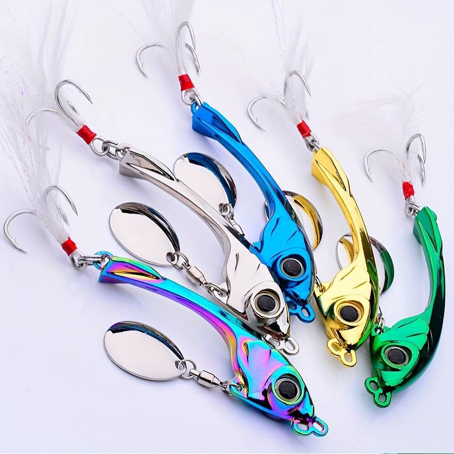 1pc 7g Zinc-coated Golden Fishing Lure With Rotating Shiny Blades And Long-distance VIB Micro-vibr