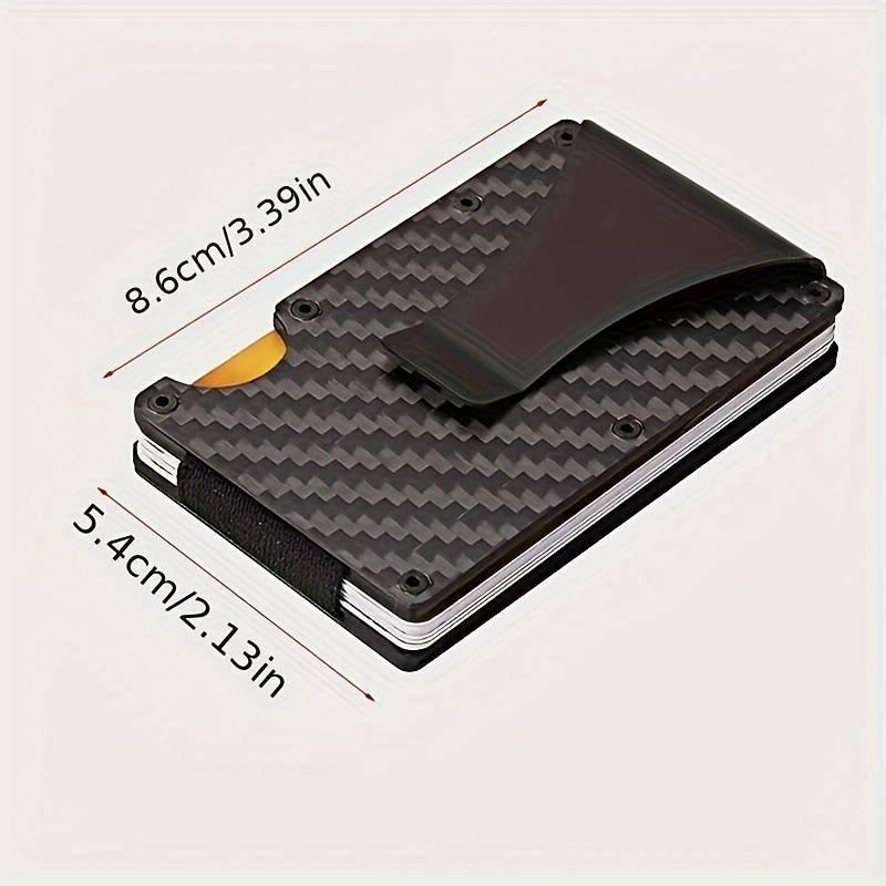 1pc RFID Blocking Slim Metal Wallet for Men Women Casual Style Carbon Fiber Card Holder with Sna