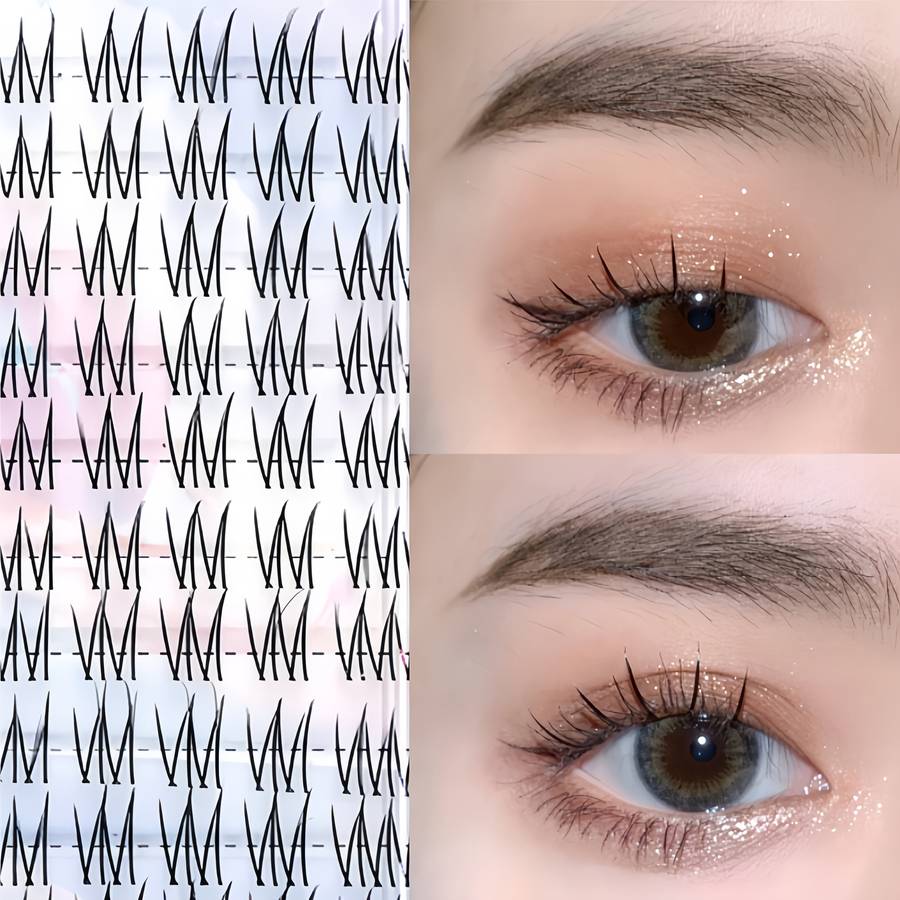 30 Clusters Natural C Curl Individual Lashes Style 6 Rows Of Self Adhesive