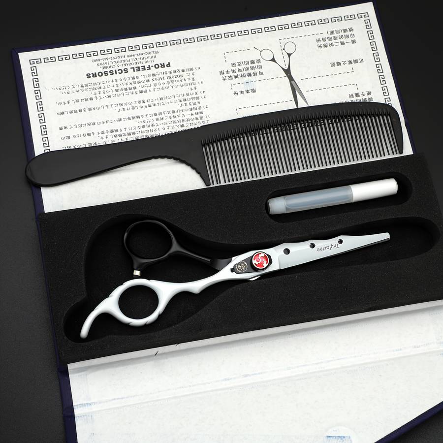 Hairdressing Scissors Style Genuine Thglacineh Black And Blue Dual Tone Straight Scissors