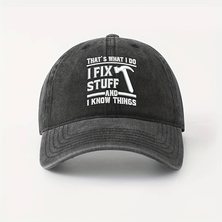 Unisex Cotton Baseball Cap with I FIX STUFF Embroidery Lightweight Breathable Adjustable