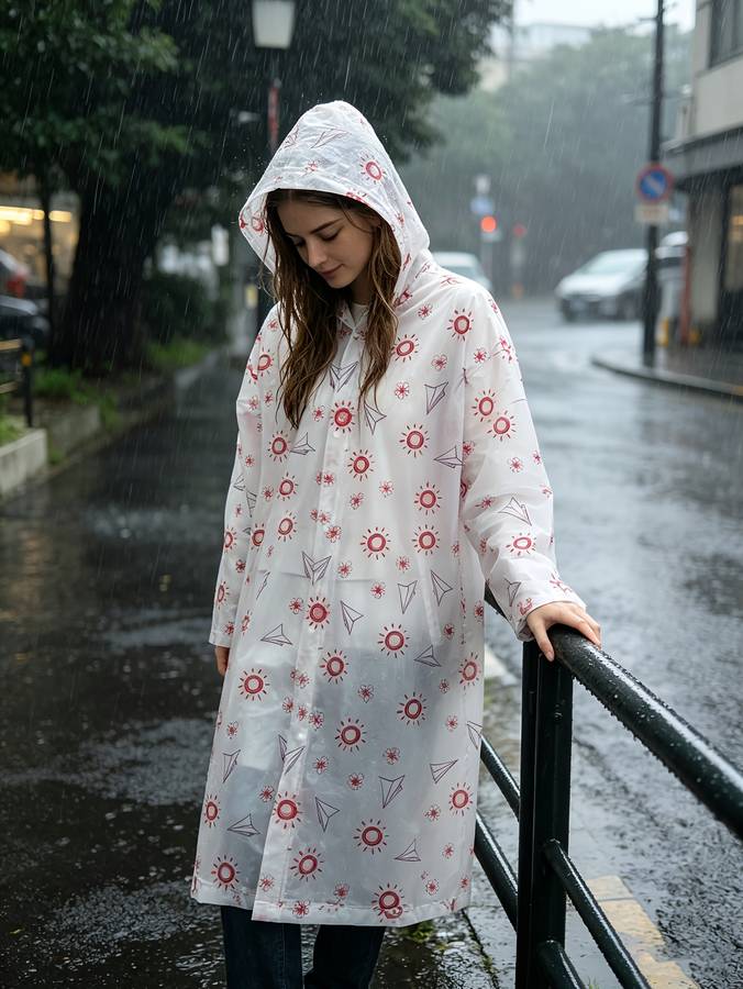Raincoat White Size Asian Onesize