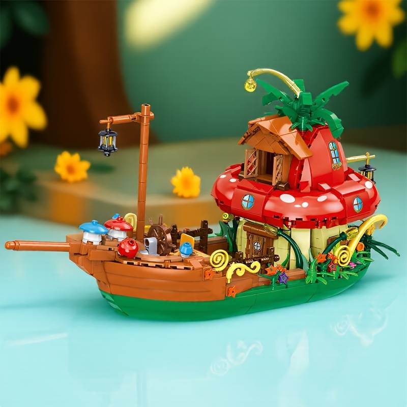 Building Toy Architectural Model Toy Set Model Fantasy World Mushroom Boat