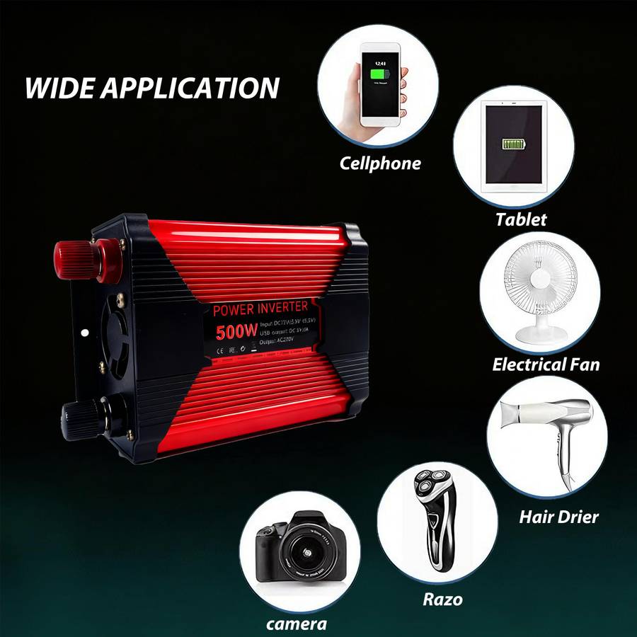 Universal Portable Car Inverter With 2000W1000W500W Peak Power Dc12V For