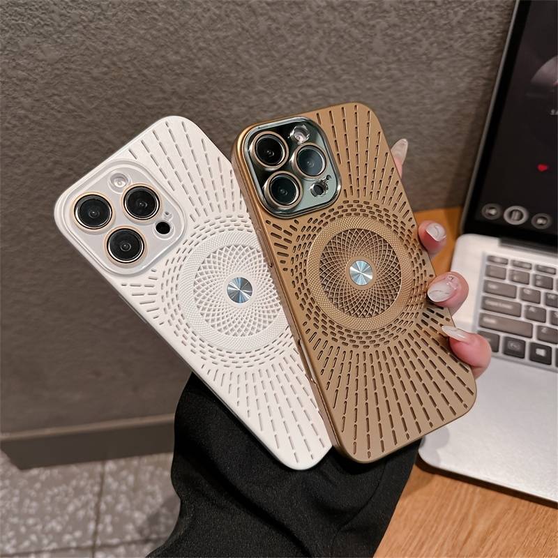 1Pc Golden For iPhone 16 Hollow Heat Dissipation Phone Case