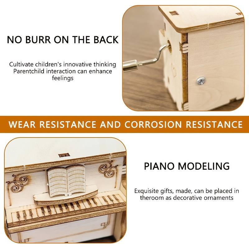 3D Puzzle Musical Instrument Model Color Wood Color Small Piano
