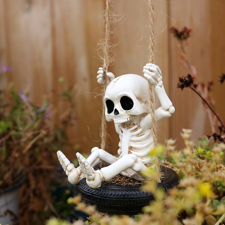 Halloween Decorations Material Resin Antique Swing Tire Skeleton