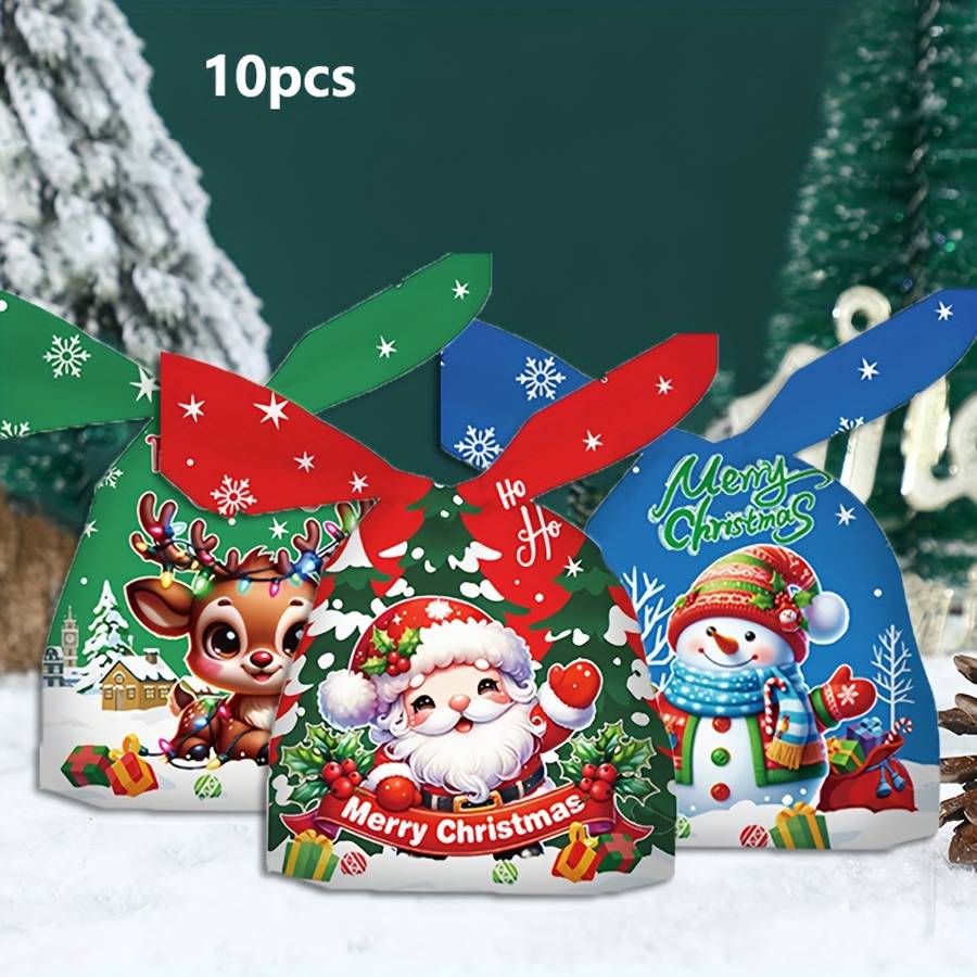 Gift Bags Style Red Flower Clothes Flower Hat Snowman Christmas Rabbit Ears X 10  3 Patterns