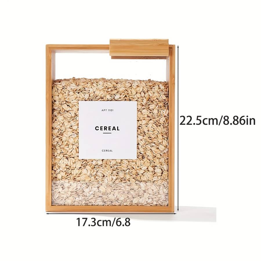 1pc High-Quality 3L Bamboo Wood Food Storage Box with Sliding Lid Ideal for Pasta Grains M
