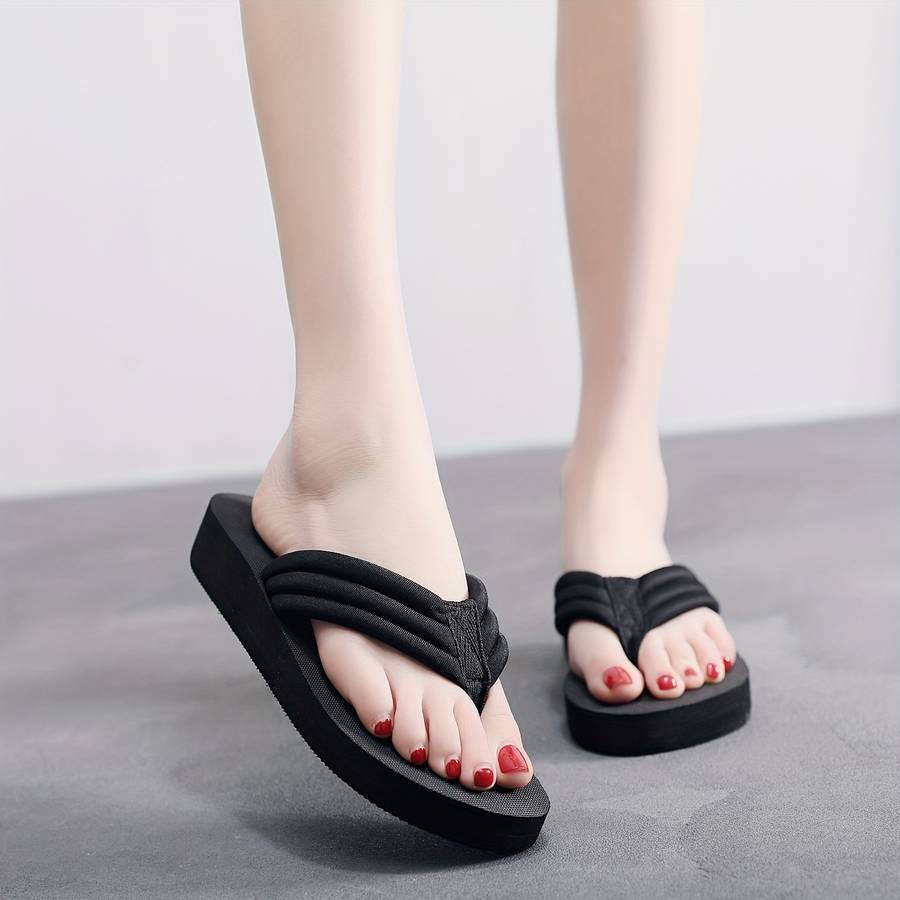 Ladies Summer Flip Flops Fashion Pure Black Uk 3