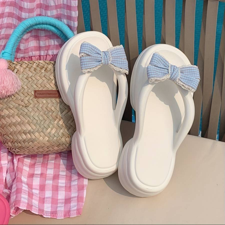 Ladies Summer Flip Flops Cream White Uk 3.5-4