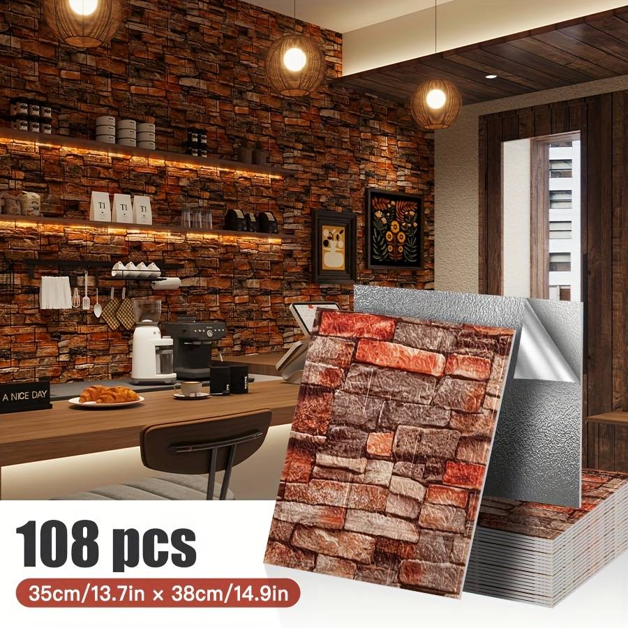 Vintage Oil Resistant Rolls Foam Wallpaper Stickers Textured Peel Amp Office