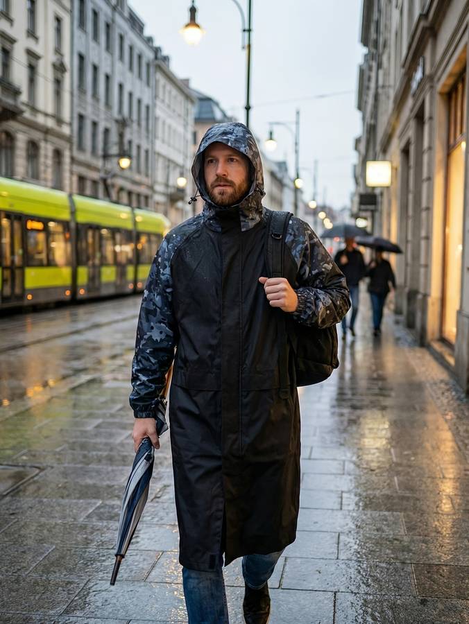 Raincoat Crackle Deep Sea Gray Size Uk L