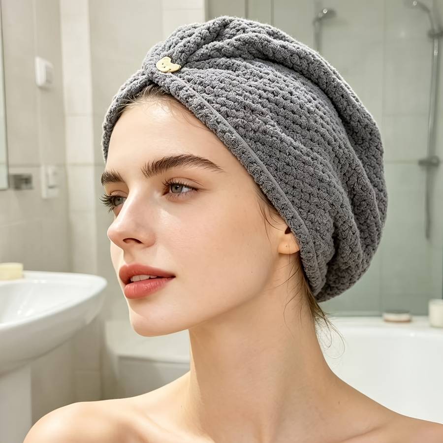 Hair Turban 1 Gray Hair Drying Towel Quantity