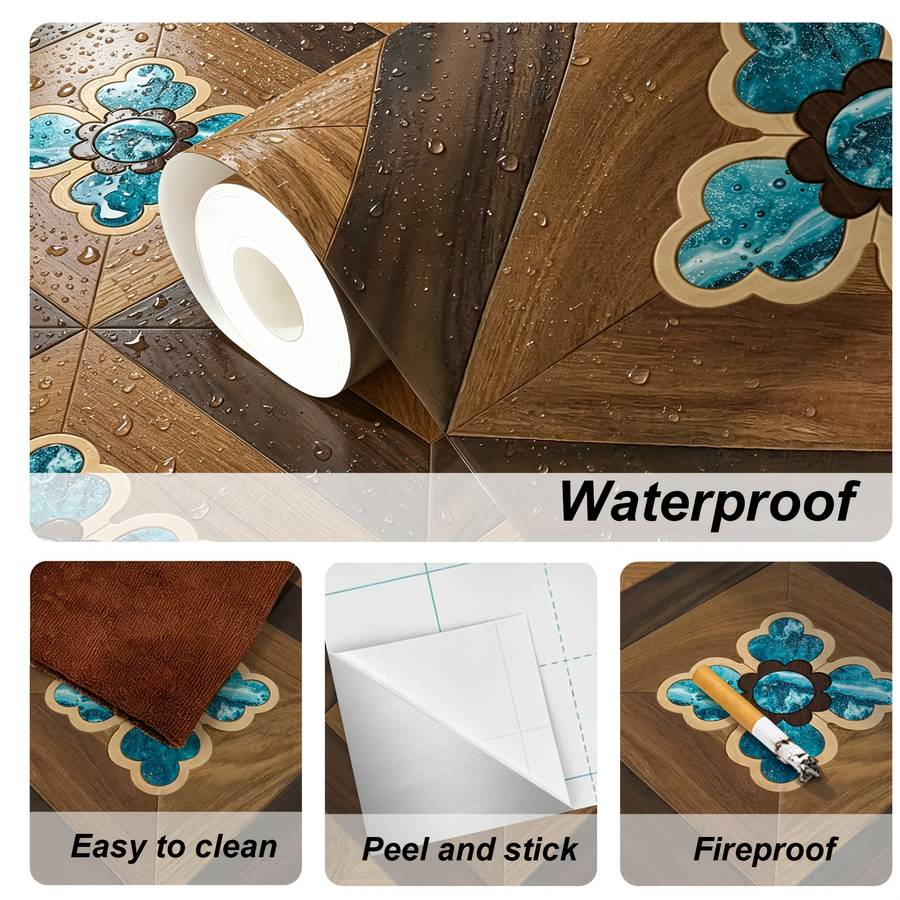 Self Adhesive Floor Stickers 40Cm*120Cm Wood Grain