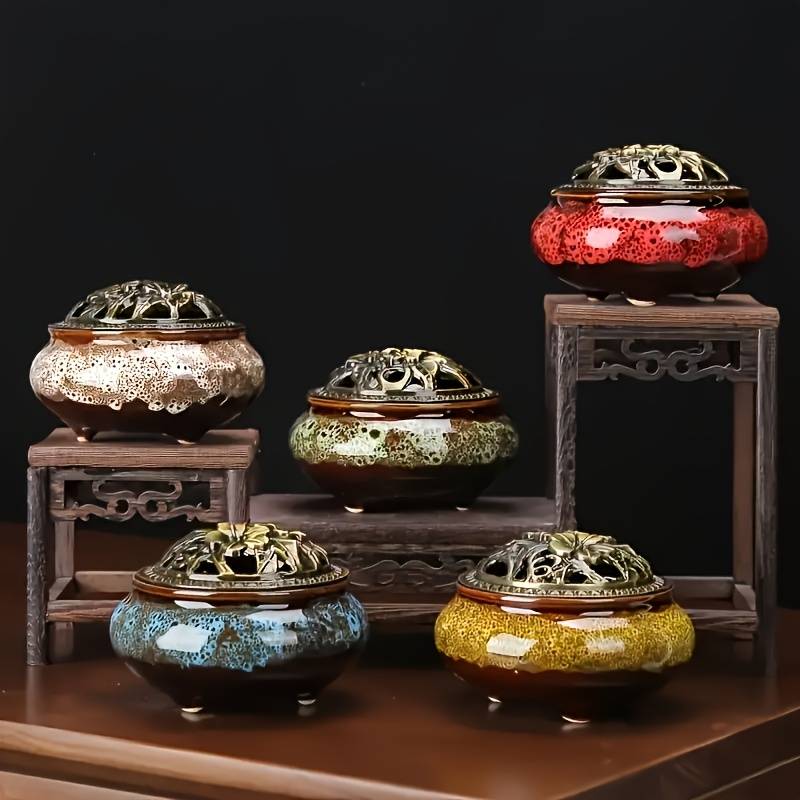 Incense Burner Model  Amber Yellow Kiln Transformation Yellow