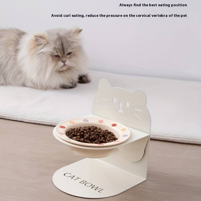 Pet Supplies Color Flying Saucer Bowl  Add   Cat Magnetic Holder  Beige