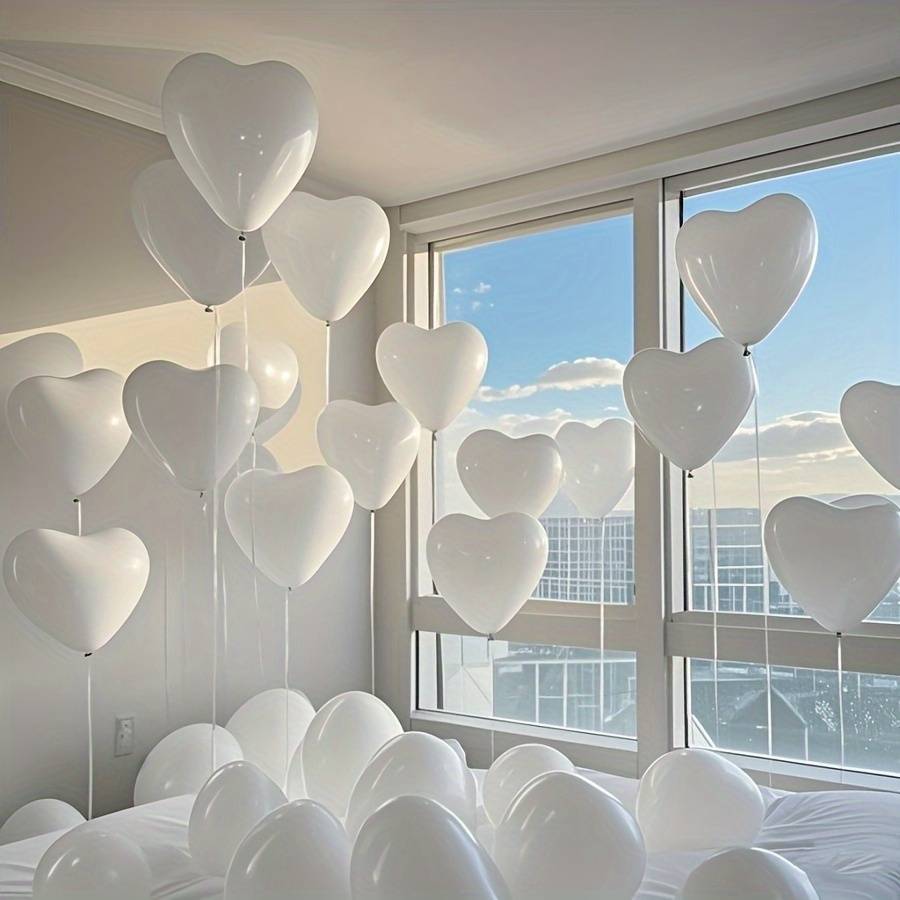 25Pcs Handcrafted Sturdy Vibrant Heart Shaped Latex Balloons For Wedding Events