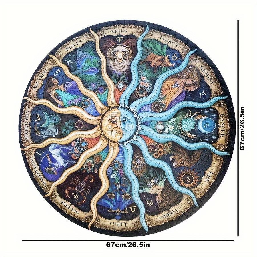 1000pcs Zodiac Signs Jigsaw Puzzle Vibrant Astrological Chart Design with Sun Moon
