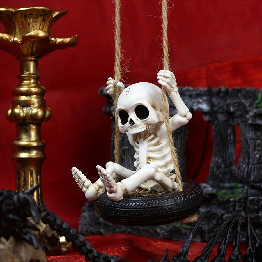 Halloween Decorations Material Resin Antique Swing Tire Skeleton
