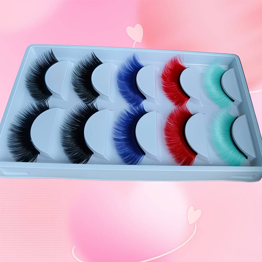 5 Pairs Natural Volume Mink Lashes Color 5pairs Mixed Colourful Eyelash 07mm