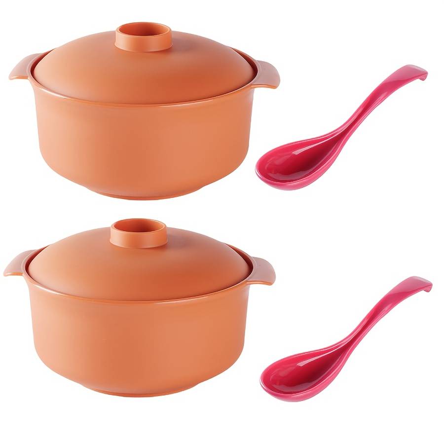 Bowl Items Orange 4Piece Set 2Pcs Bowl  2Pcs Spoon