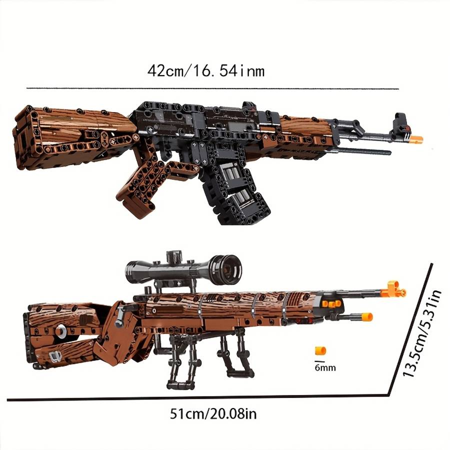 1000Pcs Set Building Block Guns Black Guns High Difficulty Firearm Building