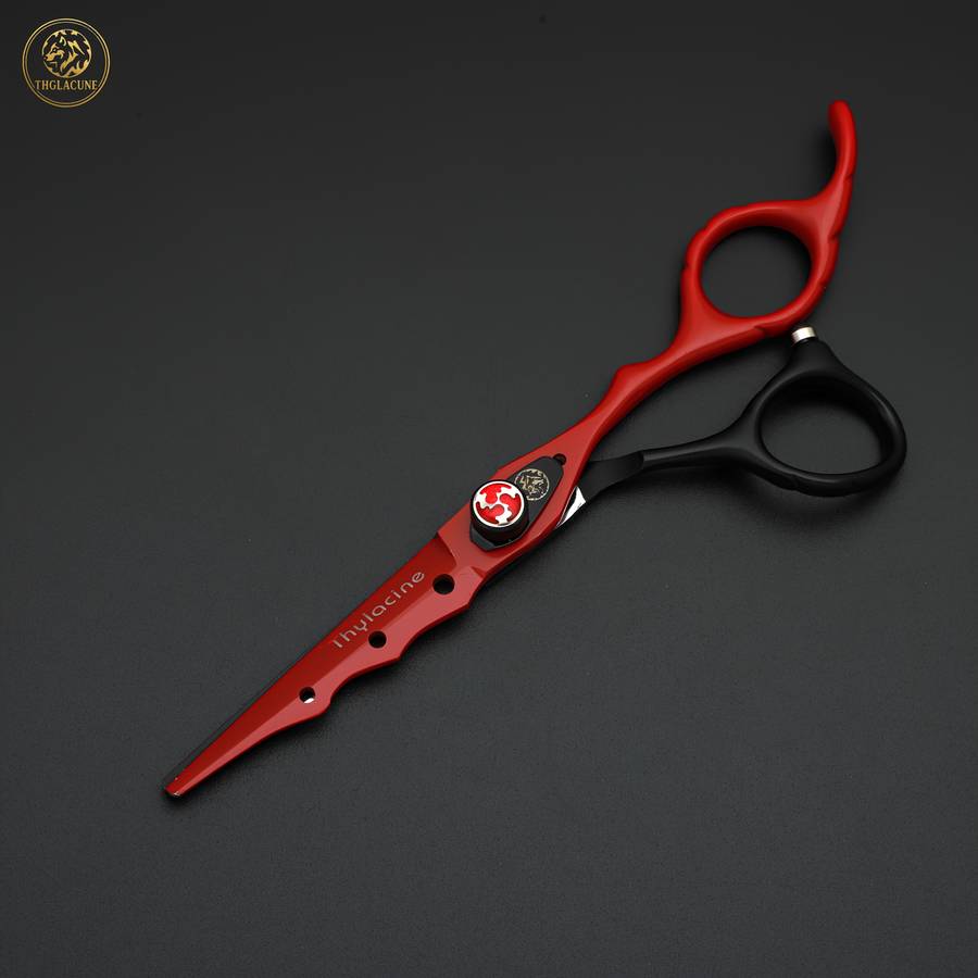 Hairdressing Scissors Style Japanese  Thglacine  Red And Black Double Straight Cut