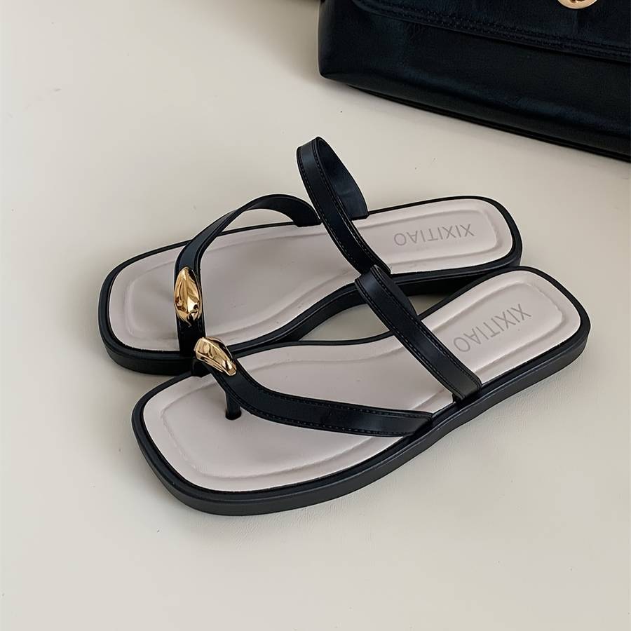 Ladies Summer Flip Flops Black Uk 3.5-4