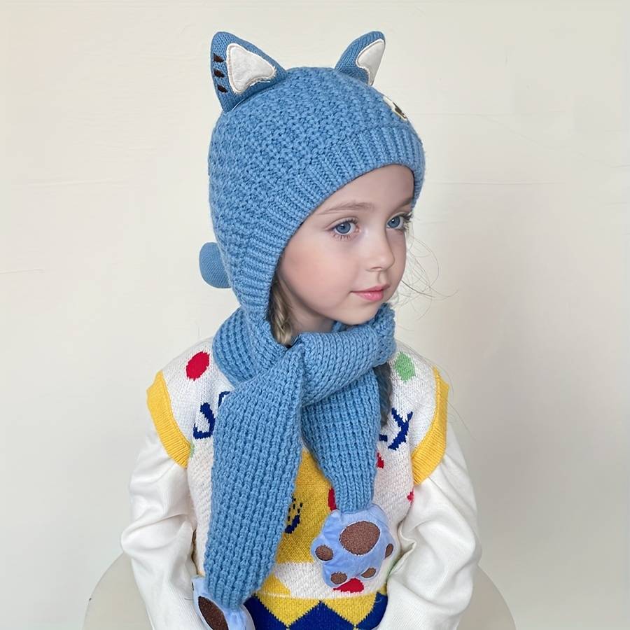 Winter Hat Color Cat Scarf Hat   Beige
