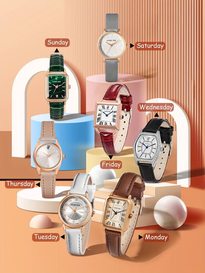 Luckyfox Women Vintage Watch Weekly Theme Collection Weekwatch 1 Week Set