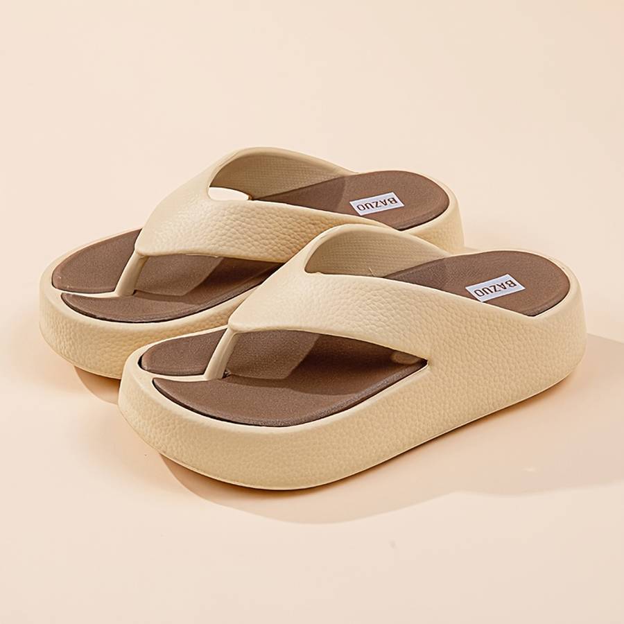 Ladies Summer Flip Flops Khaki Uk 4