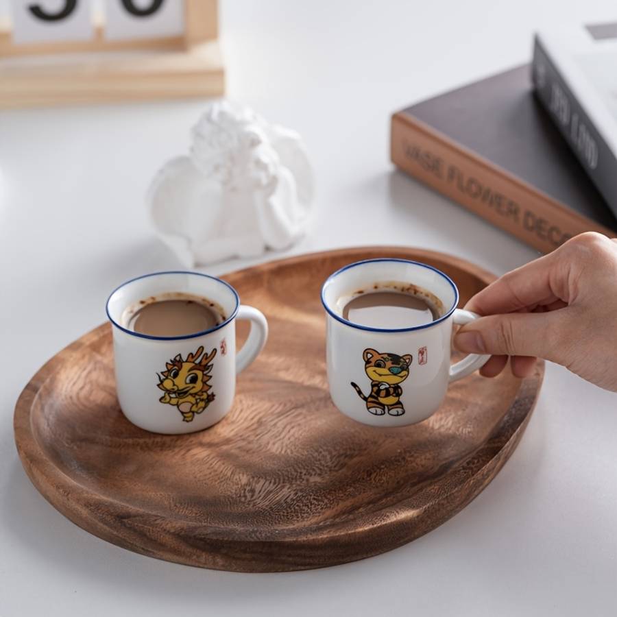 Water Cup Quantity  12Pcs  12 Chinese Zodiac Ceramic Tea  Coffee Cups