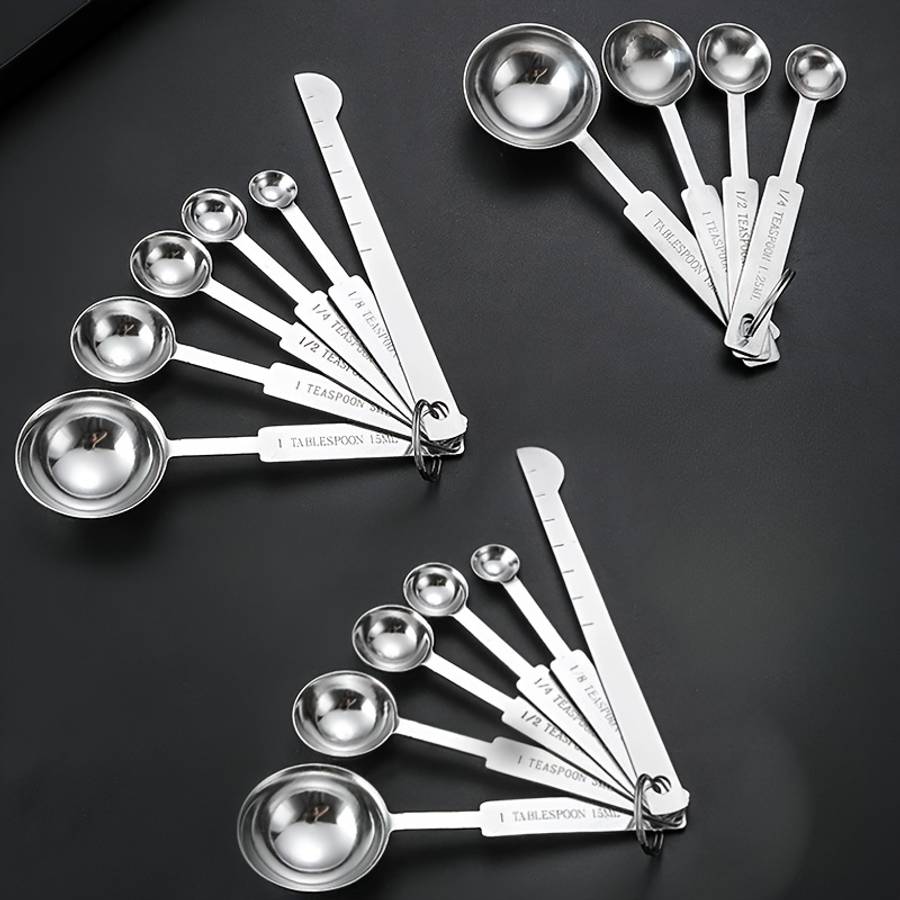 Measuring Cup Color 7Piece Set Of Measuring Spoons With Round Handles