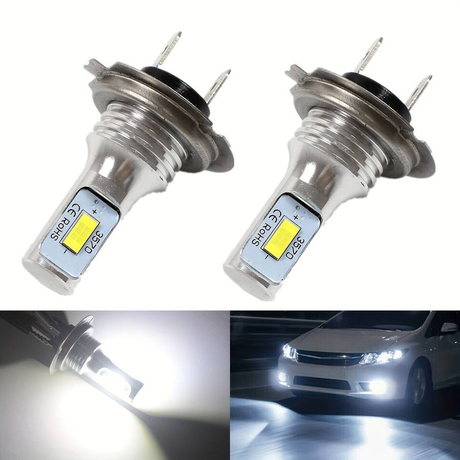2Pcs H7 LED Car Headlight Bulbs White 50W 3000LM
