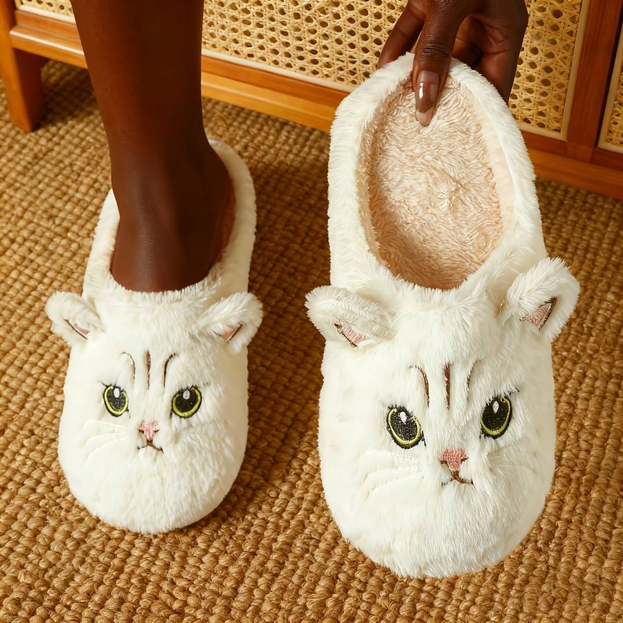 Cotton Slippers Color White Cat Sizeuk 4.5-5