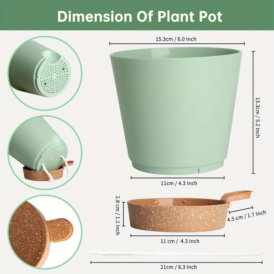 Flowerpot Color Olisx H1406 Wz 6 White Pot And Brown Tray