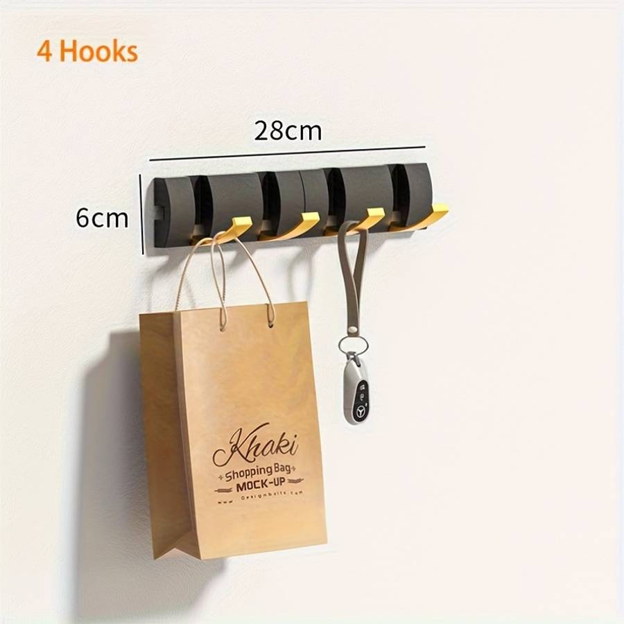 Seamless Folding Invisible Hook Black Golden Wall Mounted color Black & Golden size 14cmX6cm